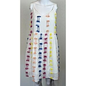 Lou & Grey LOFT Palm Tree Embroidered Boho Summer Dress Size XS